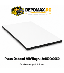 Placa BOND alb/negru 2mm, 1500x3050mm, aluminiu 0.2mm
